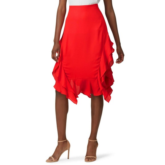 Krisa Dresses & Skirts - Krisa Ruffle Midi Skirt L High Low Handkerchief